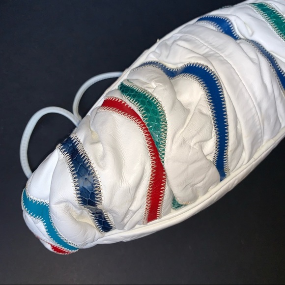 v i n t a g e :: Unique Large Leather Patchwork Crossbody Purse Clutch - Picture 5 of 12